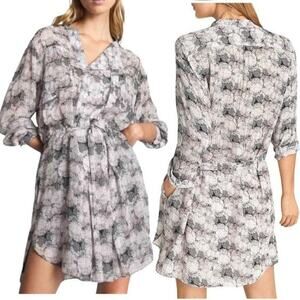 Reiss NWT Alice Abstract Print Button Down Belted Mini Dress Size 14 Ruffle